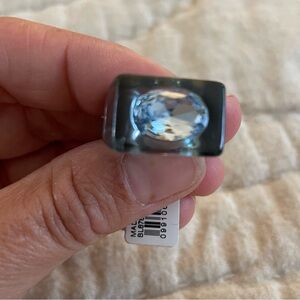💙 NWT J. Crew clear blue crystal jewel statement ring sz 5